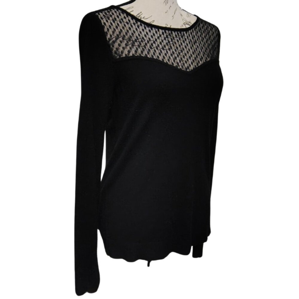 Lace Sheer Illusion Sweetheart The Limited Womens Knit Lightweight Sweater L